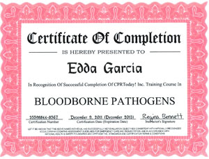 Bloodborne Pathogens Certificate